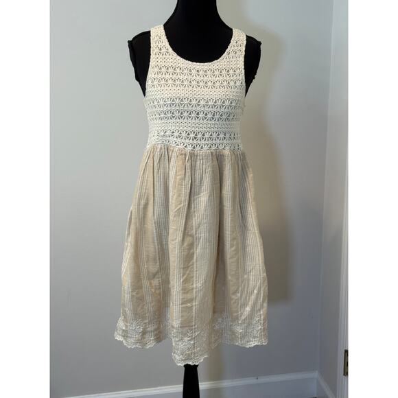 Hem & Thread Sleeveless A-line Mini Dress with a Crochet Top - Picture 1 of 3